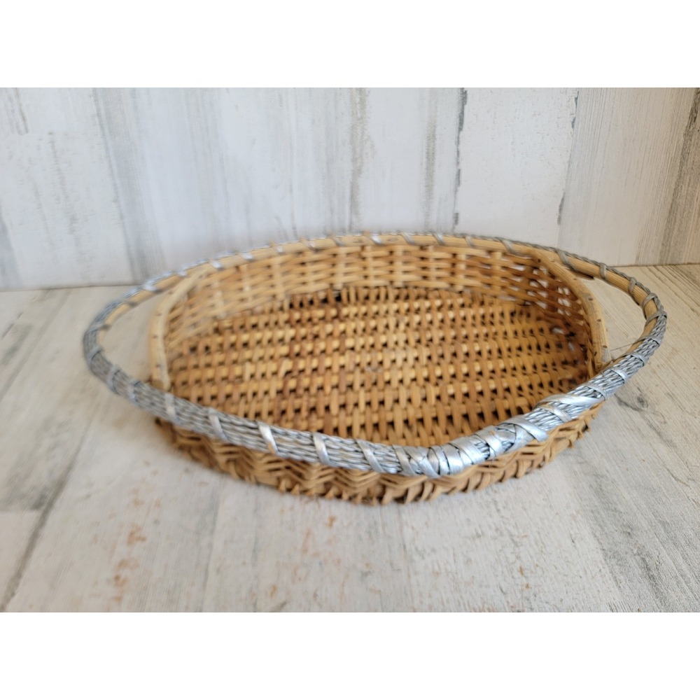 Vintage wicker serving tray handled Unique Home decor kitchen accessory